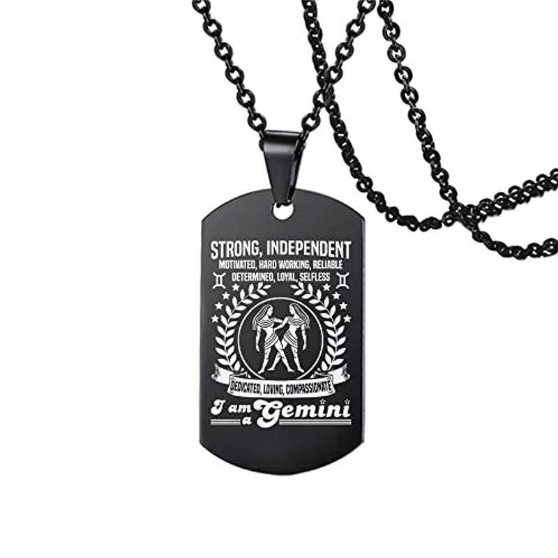 Zodiac Personalised Necklace 12 Constellation Stainless Steel Astrology Pendant Necklace