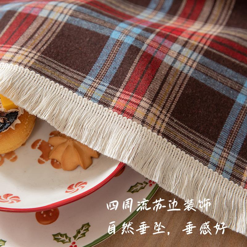 American Retro Plaid Tablecloth Simple Elegant Dining Table Cover Christmas Photo Background Cloth Tea Table Picnic Mat