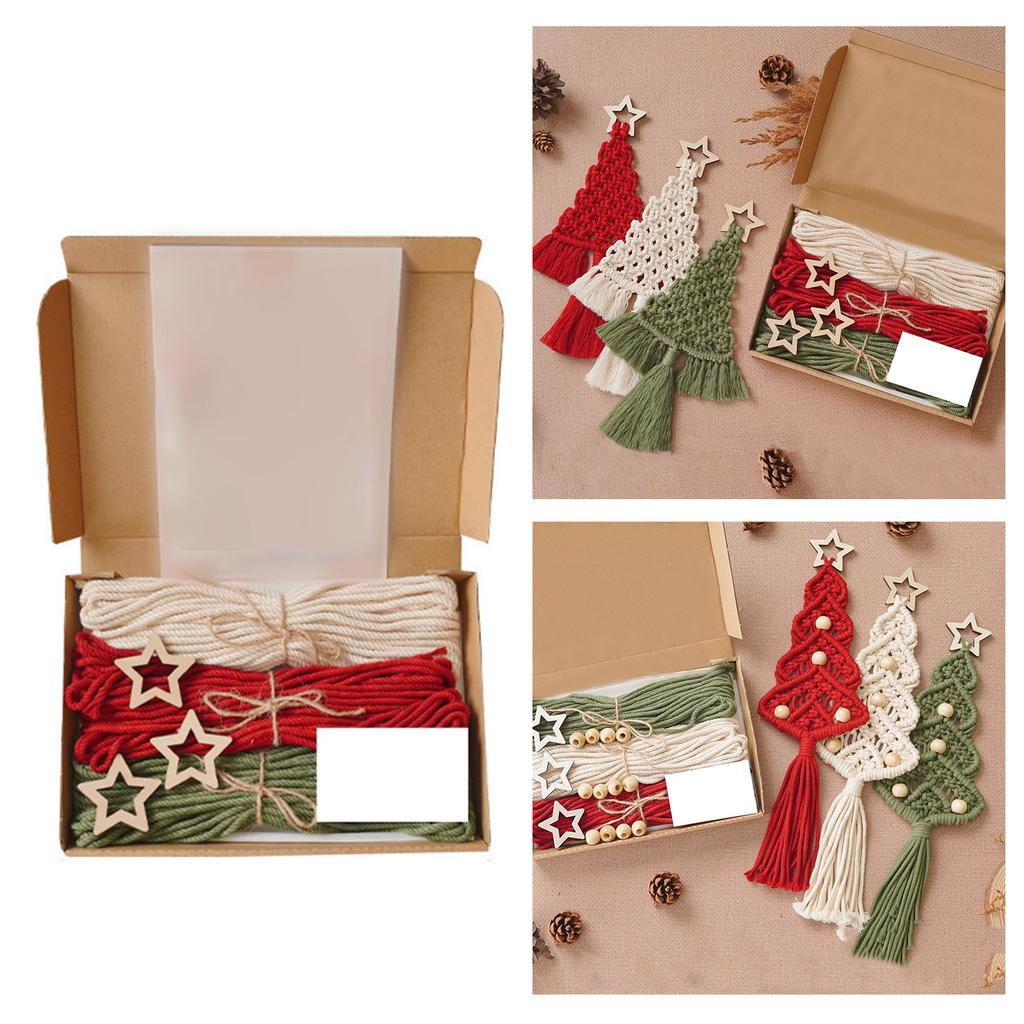 Bohemian Tassels Christmas Tree DIY Material Pack Set Handwork Wall Hanging XmasTree Macrames Kits for Living Room Decor