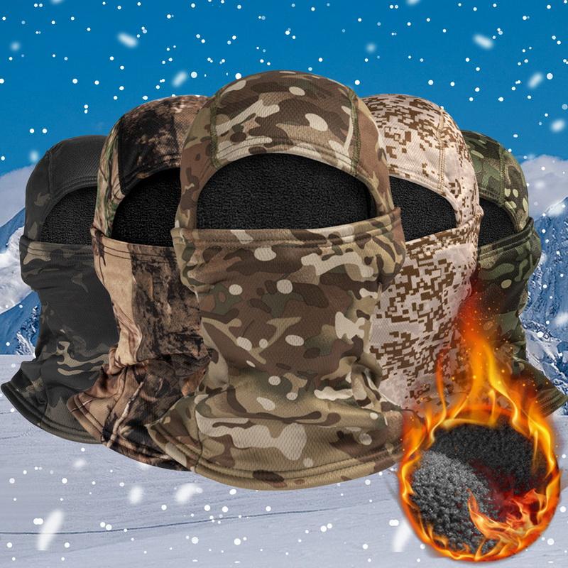 Fleece Tactical Camouflage Balaclava Full Face Mask Winter Warm Wind Shield Biking Hiking Skiing Scarf Hat Bandana Neck Gaiter