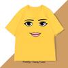 Новинка Футболка с мемом из игры Robloxs с женским лицом для мужчин и женщин, хлопковая, с круглым вырезом, с коротким рукавом и принтом, мужская одежда, летний топ, футболка
