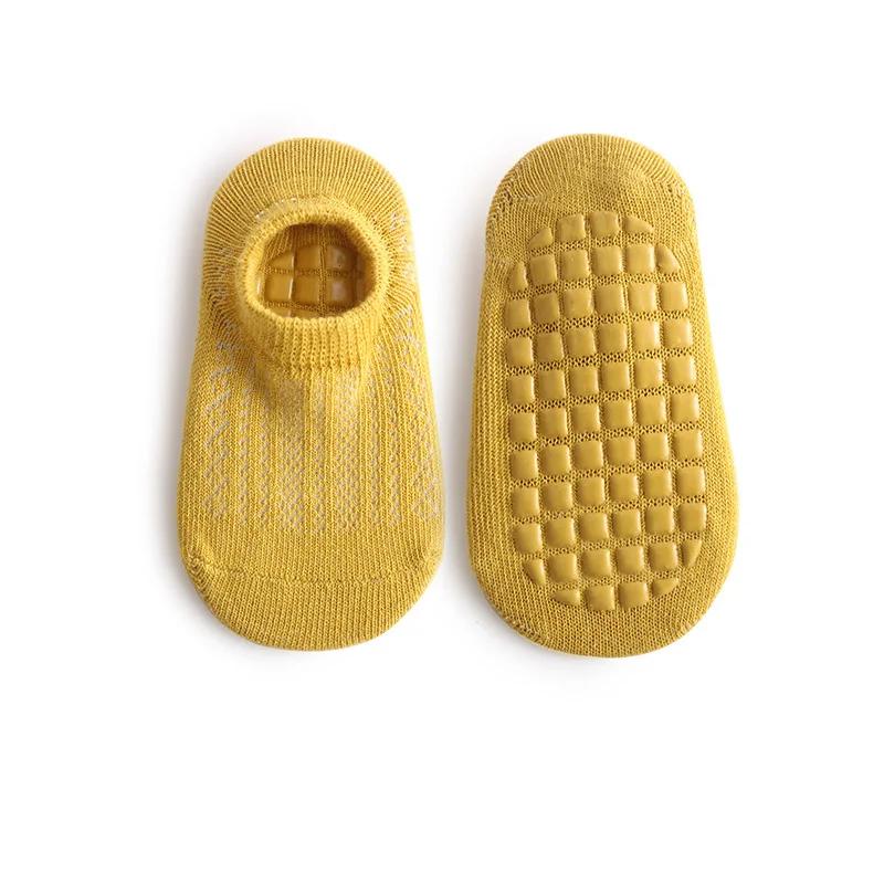 Детские носки Мягкий гребенной хлопок Носки для малышей Нескользящие Противоскользящие Новорожденные Силиконовая подошва Детские Домашние Сетчатые Тонкие Летние Однотонные Носки