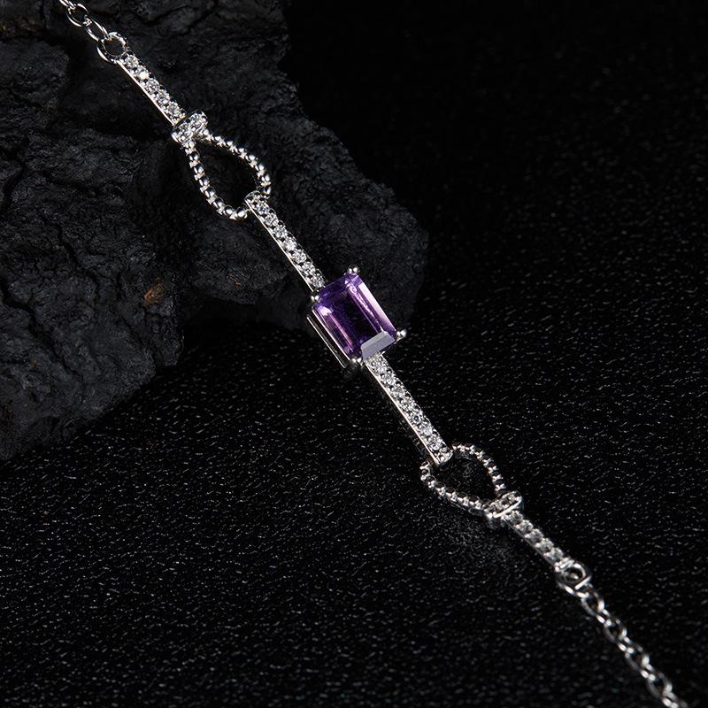 Нишевый Дизайн Цветная Сокровищница Ювелирные Изделия S925 Стерлинговое Серебро Инкрустация Натуральный Многоцветный Квадратный Универсальный Драгоценный Камень Браслет