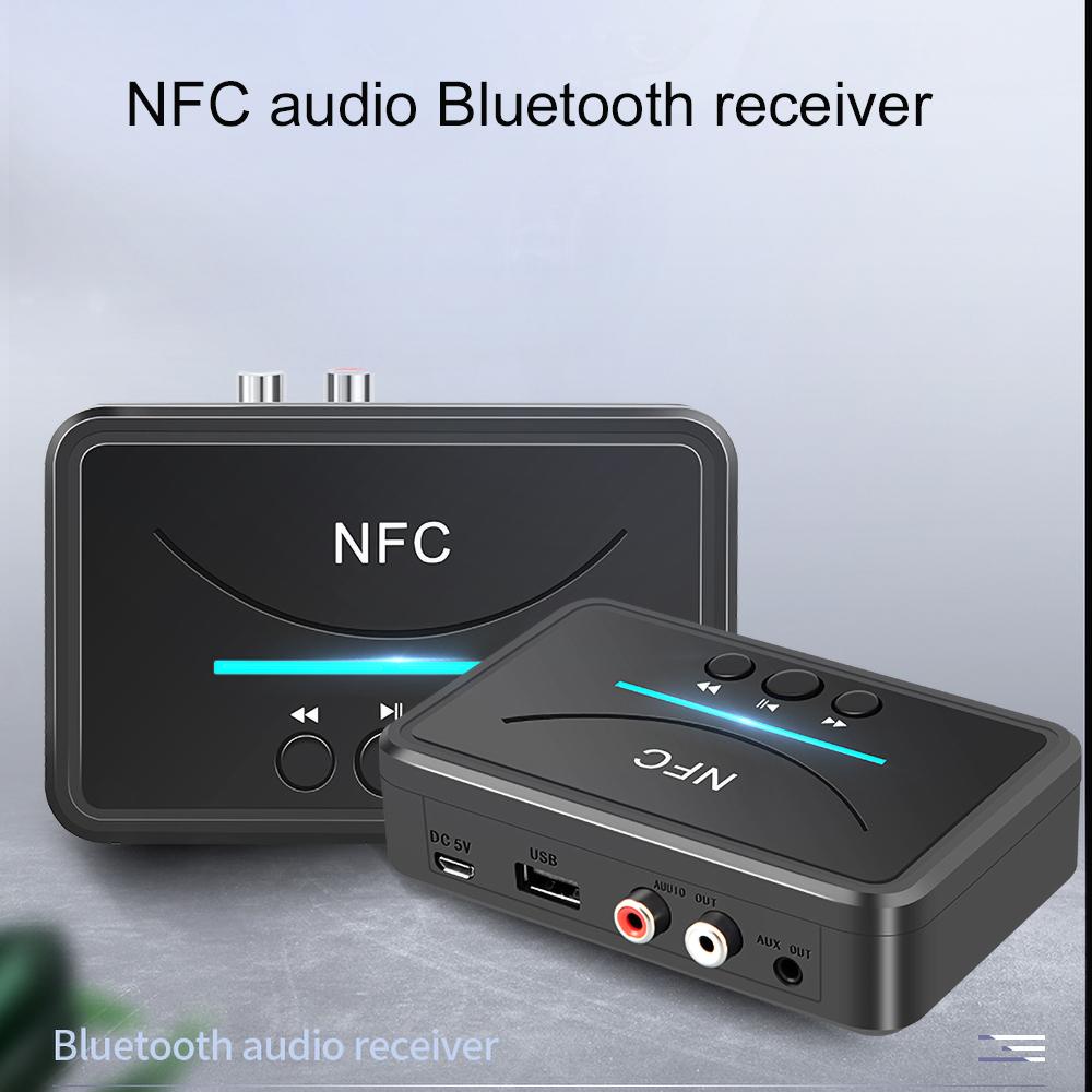 Bluetooth 5.0 Audio Receiver NFC U Disk 3.5mm AUX RCA USB Stereo Music Wireless Adapter With Mic For Car Kit Speaker Amplifier