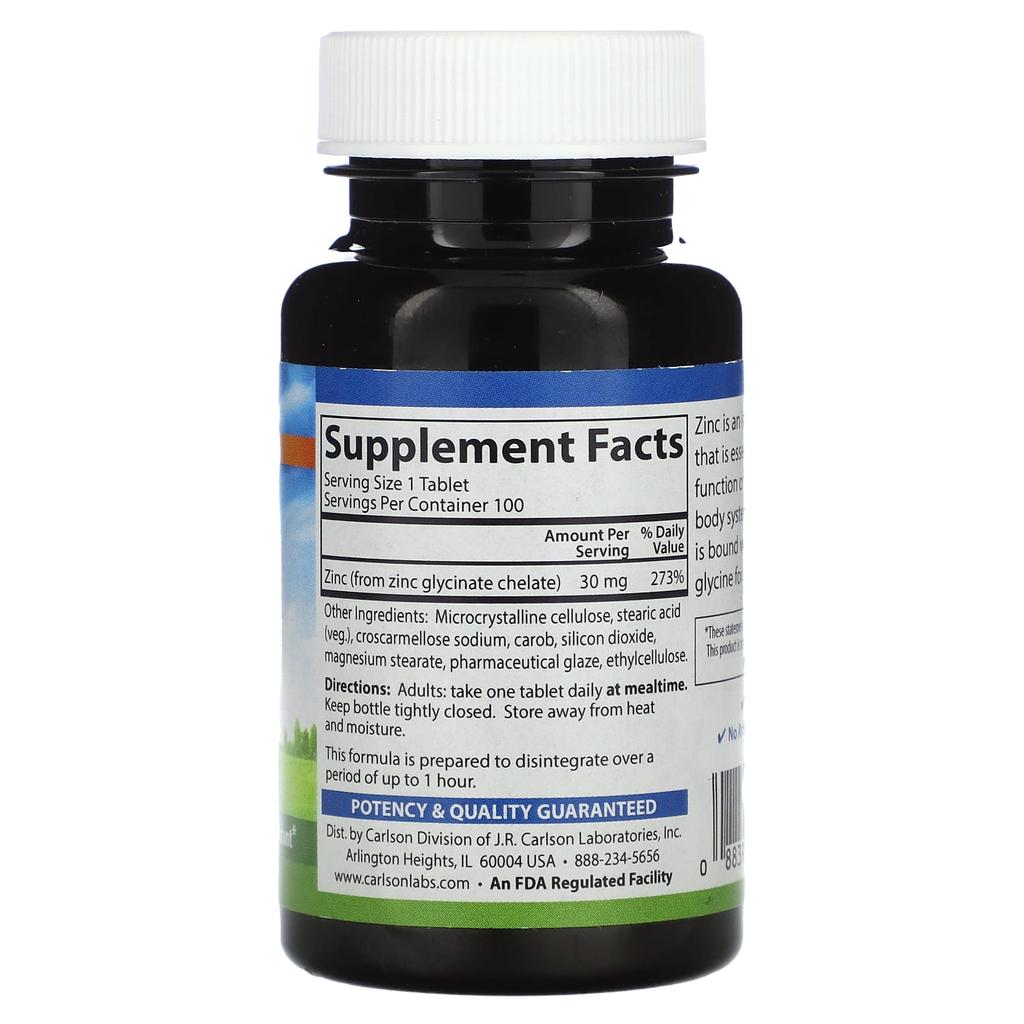 Chelated Zinc, 30Mg, 100 Tablets