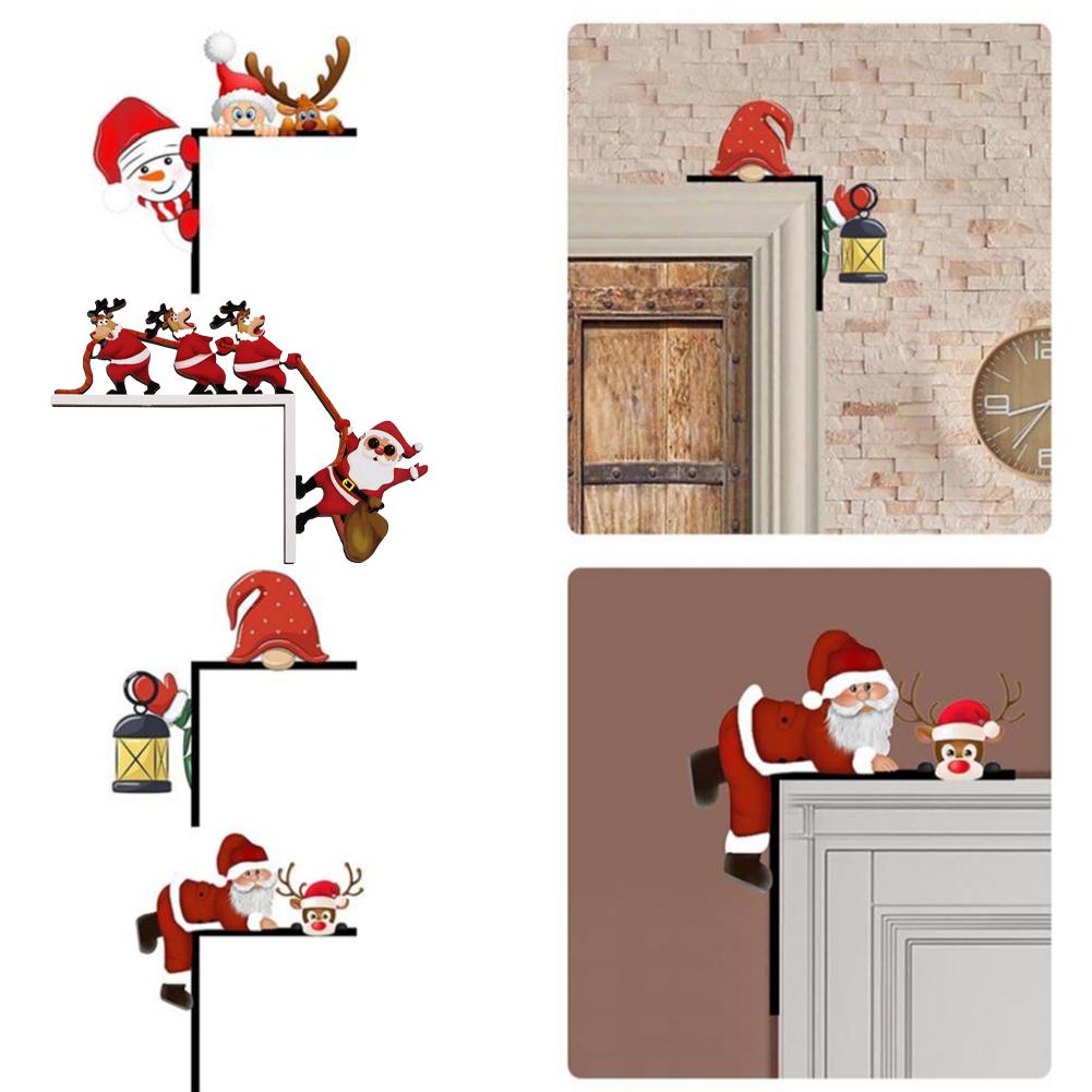 Versatile Decorative Uses Ornament Santa Claus Deer Wooden Door Frame Ornament for Holiday Atmosphere Ornament Easy To Install