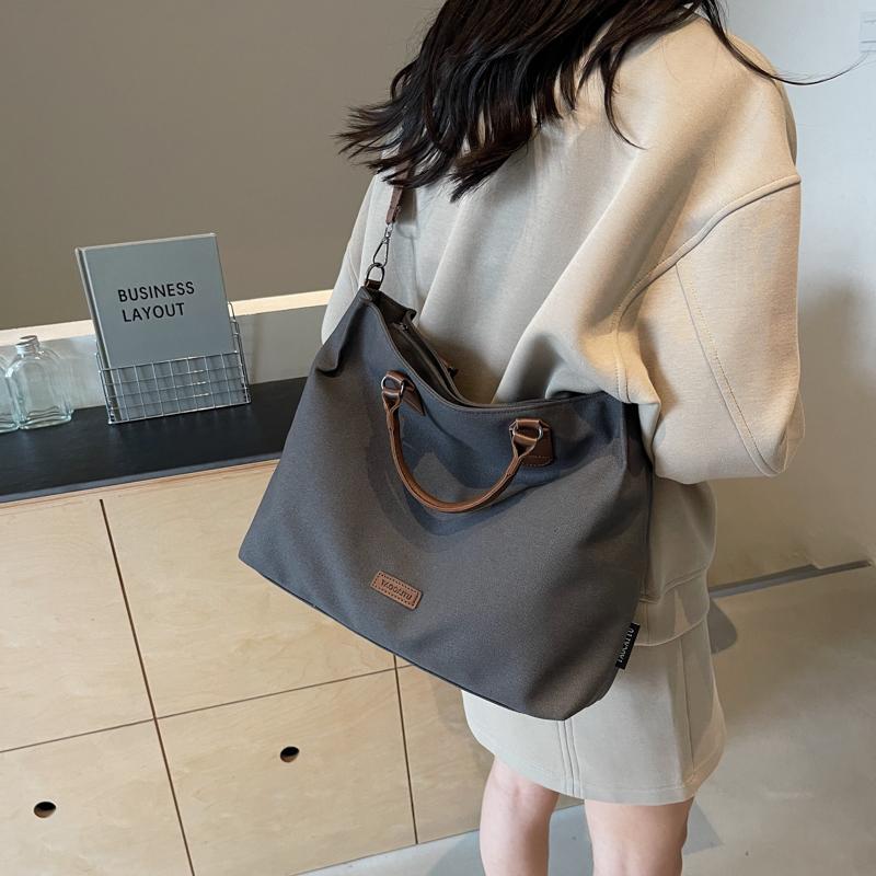 Women's Large Capacity Canvas Shoulder Bag Crossbody Pendulum Bags Basic Style Stitching Line