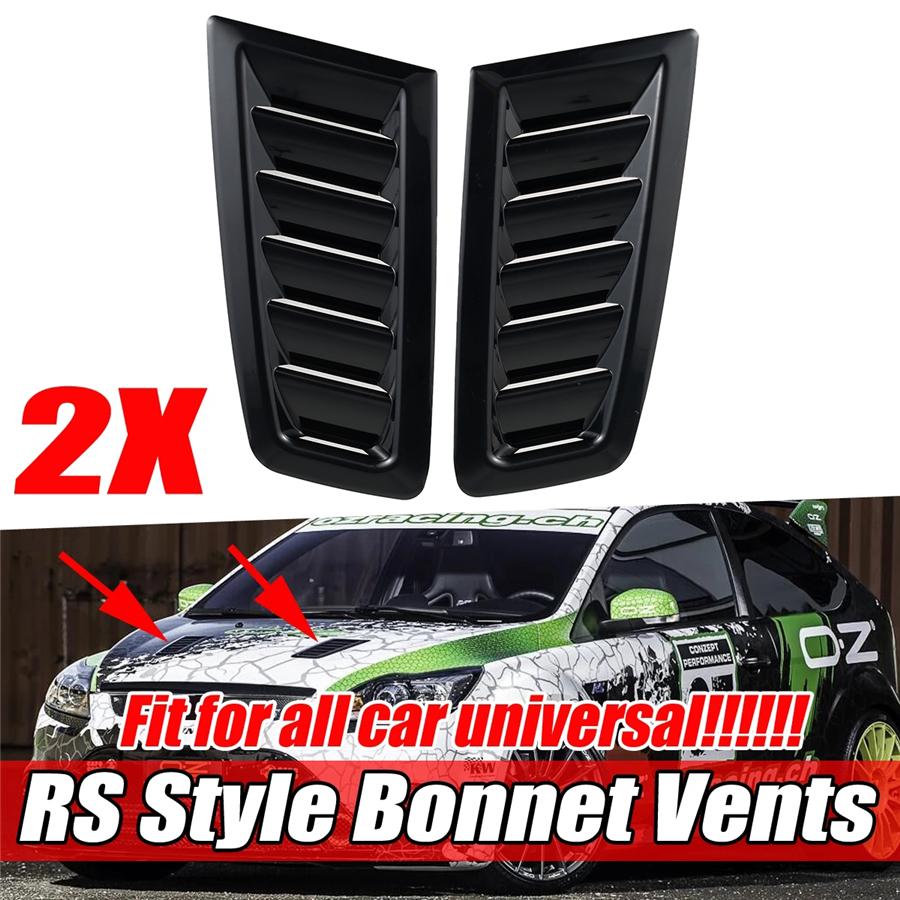 1 пара универсальных глянцево-черных вентиляционных отверстий капота в стиле RS из АБС-пластика со свободной лентой