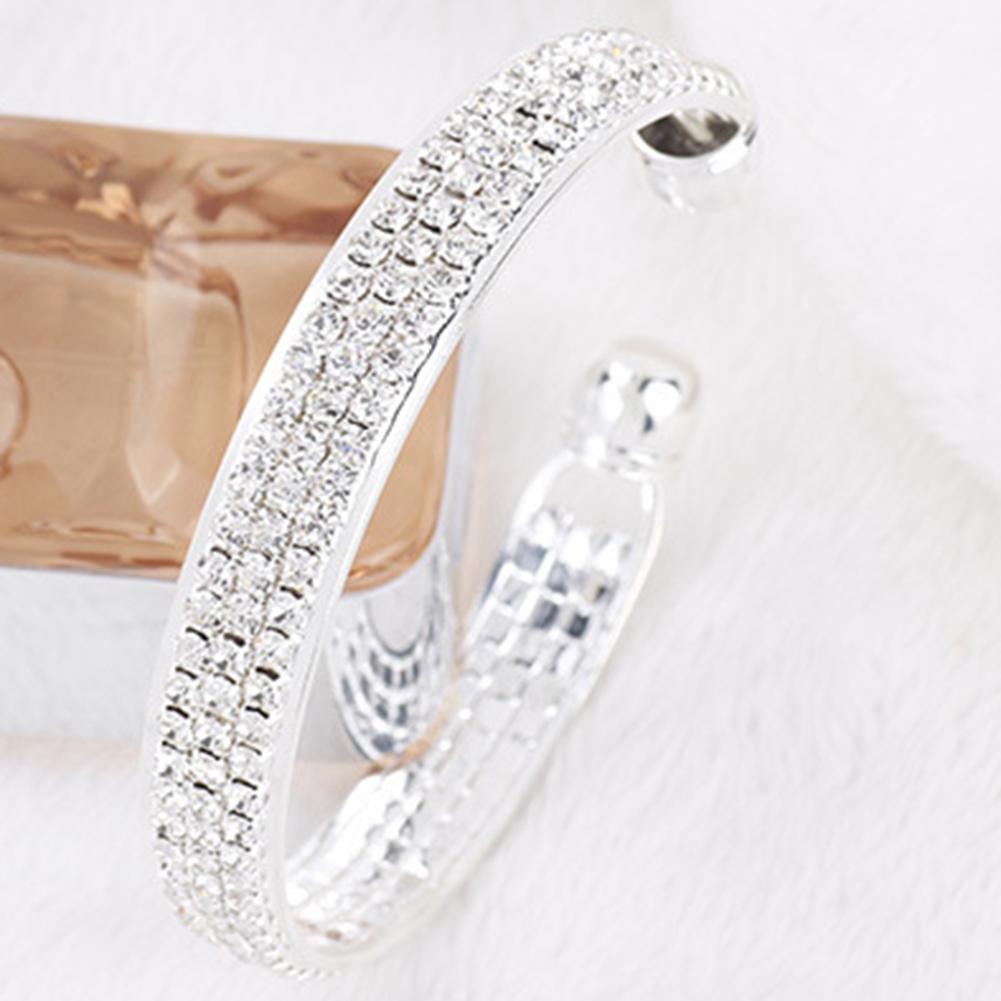 Женщины горный хрусталь белый кубический открытый браслет-манжета браслет ювелирные изделия Bling