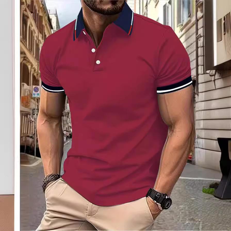 Новая модная мужская летняя футболка с воротником Paul, мужская, плотная, свободного покроя, однотонная, с коротким рукавом