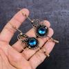 Натуральный голубой топаз, драгоценный камень, ручная работа, украшение из медной проволоки, серьга 3,86" n1E28