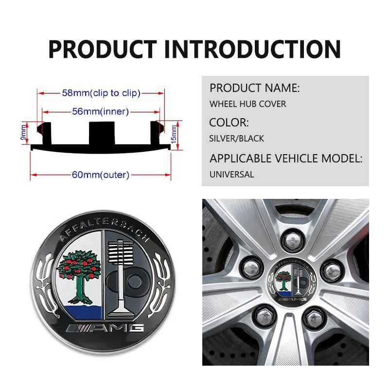 UMEG7 4pcs Car Wheel Center Caps Hubcap Cover Auto Accessories For AMG Mercedes Benz B-CLASS C-CLASS GLC GLE GLK W190 W201 C180 C200