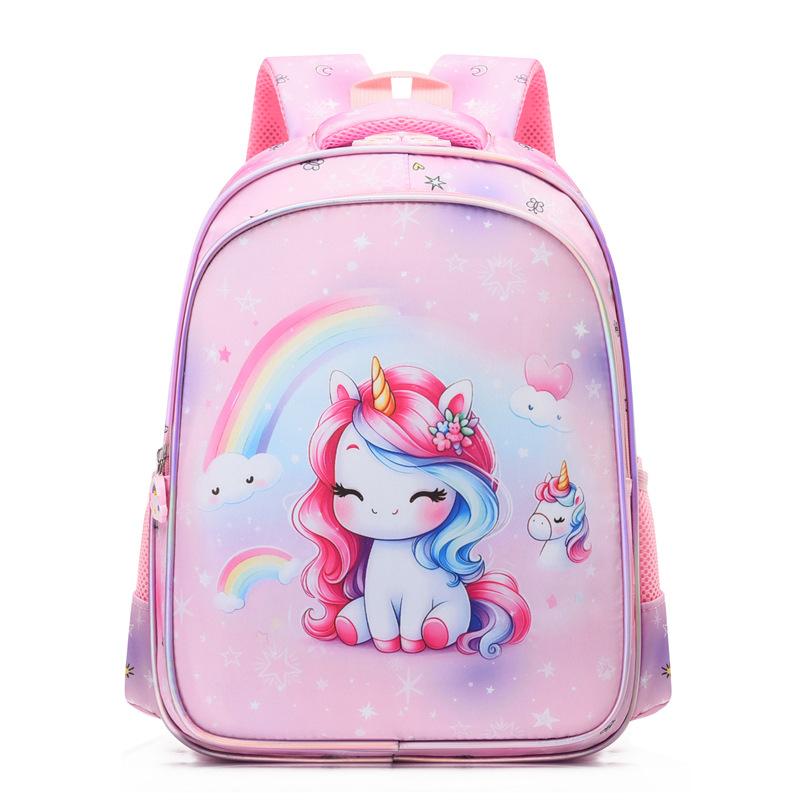 Children'S School Bag Cartoon Pony Print Boys And Girls Backpack 3--6 Years Old Kindergarten Small Class Eggshell Backpack