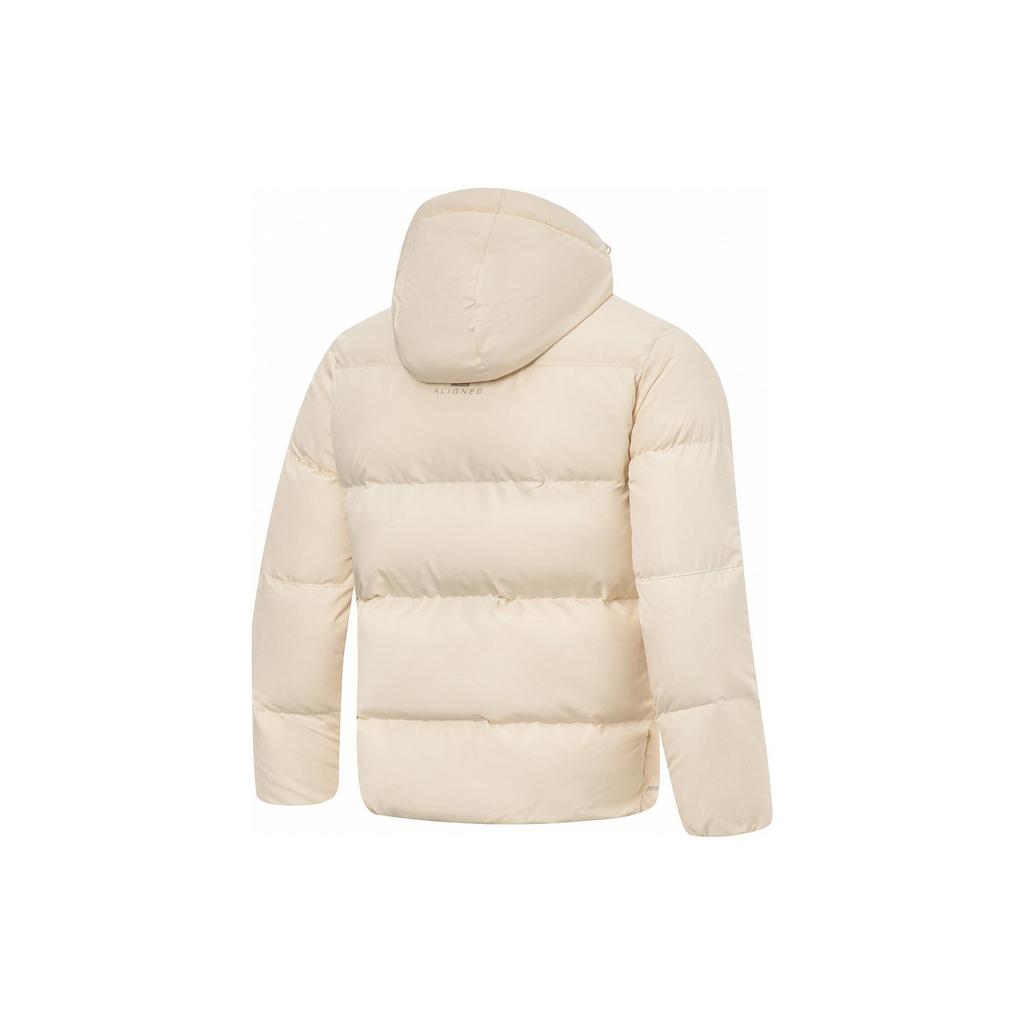 Li-Ning Fitness Series Solid Color Hooded Sports Down Jacket Men Jackets Fog-Khaki AYMT061-2