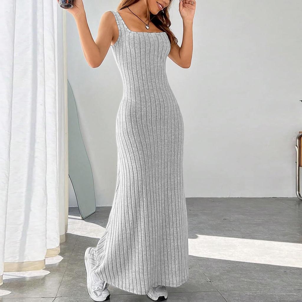 Women's Casual Sundress Beach Dress For Women T-Shirts Dress Square Neck Loose Tank Dresses