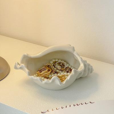 Керамический поднос для украшений в виде ракушки, декоративная тарелка для хранения в стиле Ins для домашнего рабочего стола, органайзер