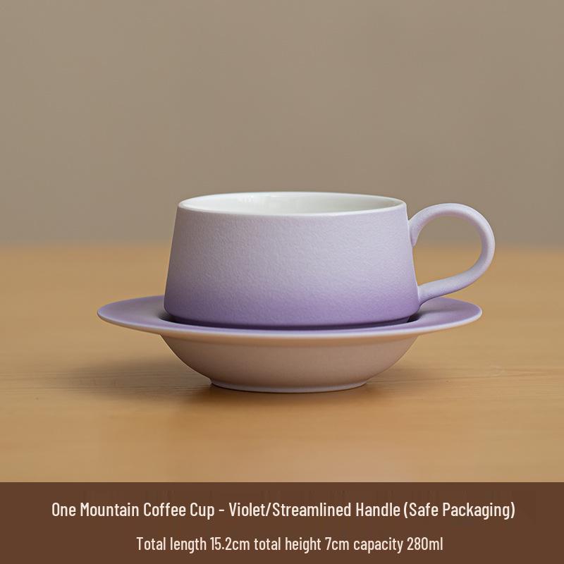 High-End Gradient Ceramic Coffee Cup & Saucer Set for Afternoon Tea