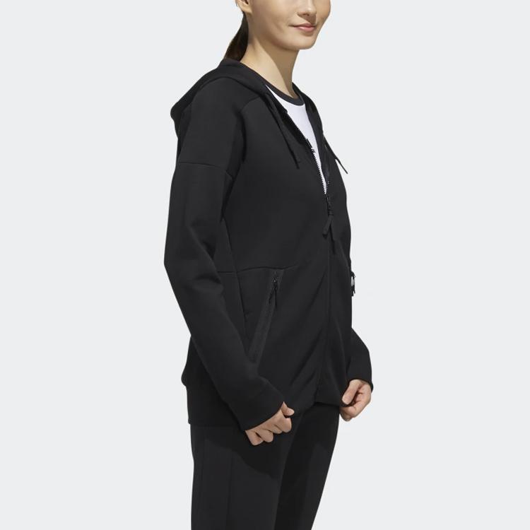 adidas Htt Stretch однотонная повседневная спортивная толстовка с капюшоном женская куртка черного цвета EH3881
