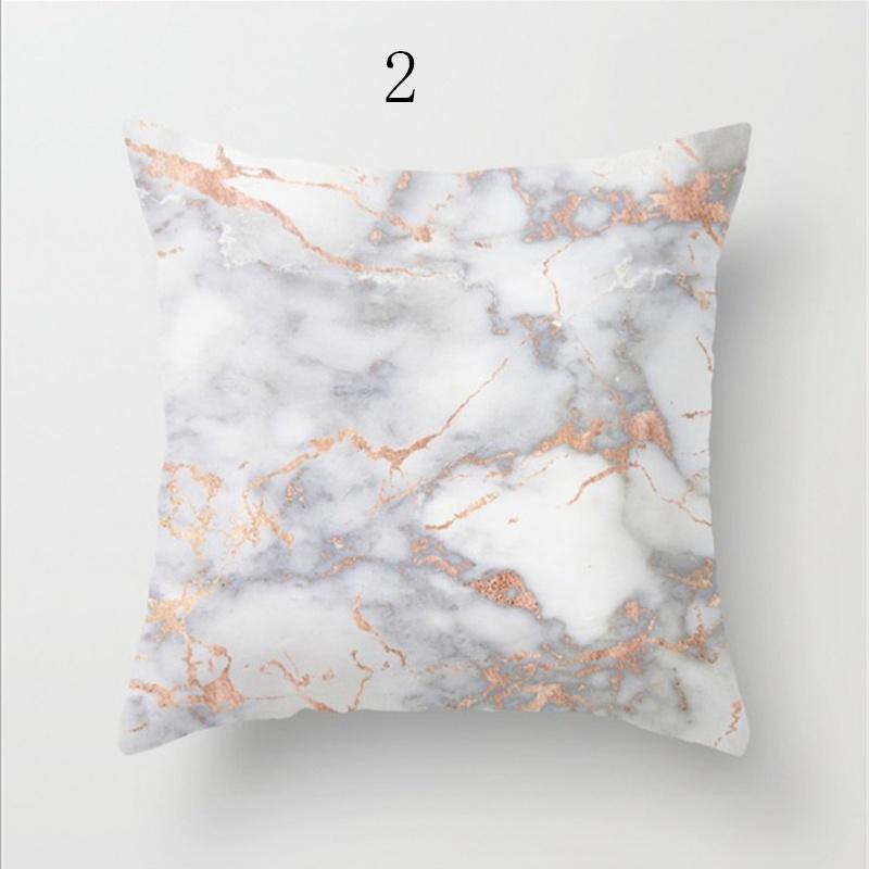 Elegant Marble Pattern Square Cushion Cover Made From Soft Peach Skin Fabric 18 Inches