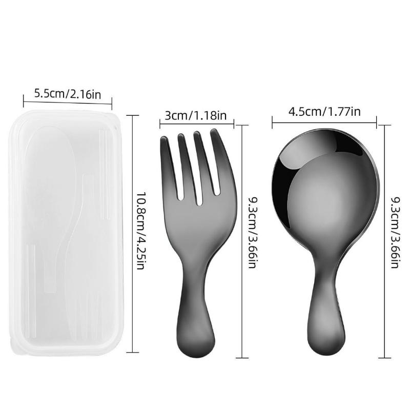Набор столовой посуды из нержавеющей стали Ложка Вилка 2 шт. Портативный с коробкой Посуда для кемпинга на открытом воздухе Ланч Поход Кемпинг Приготовление пищи Путешествия Столовые приборы