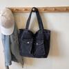 Большая вместительная сумка-тоут женская джинсовая сумка через плечо студенческая сумка для занятий