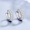 925 Sterling Silver Needle Earrings Fashion High Quality Jewelry Double Row Crystal Zircon Round Stud