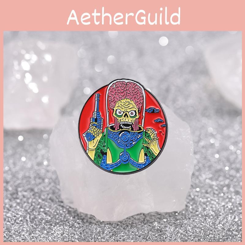 Креативная мультяшная брошь инопланетянина, научно-фантастический фильм, дизайн мозга, уникальная сплавная булавка для Хэллоуина