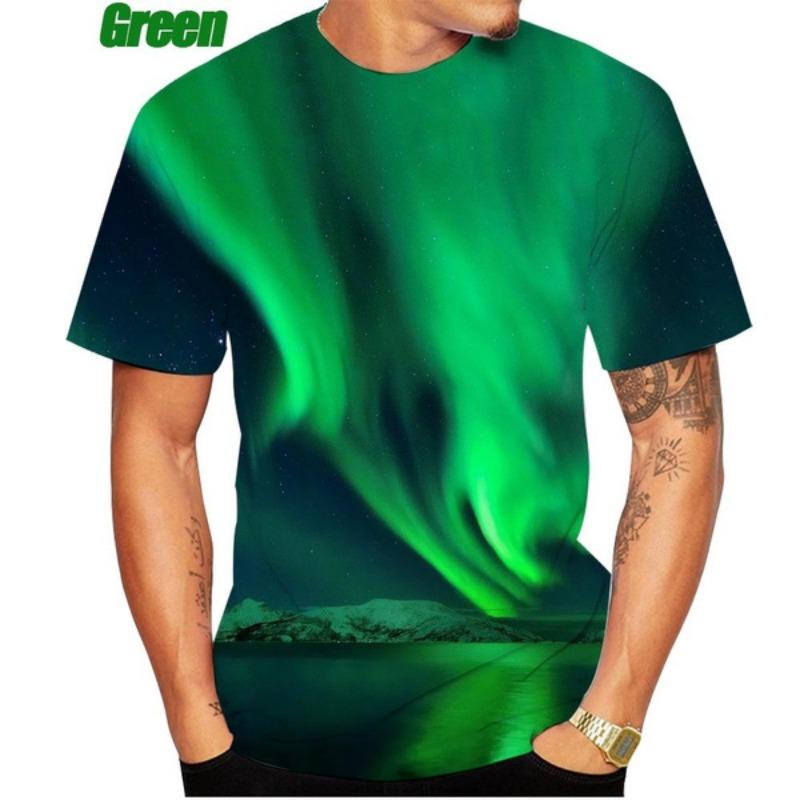 Модная красочная футболка с коротким рукавом Aurora Galaxy с 3D-принтом, повседневная космическая рубашка унисекс, персонализированный топ