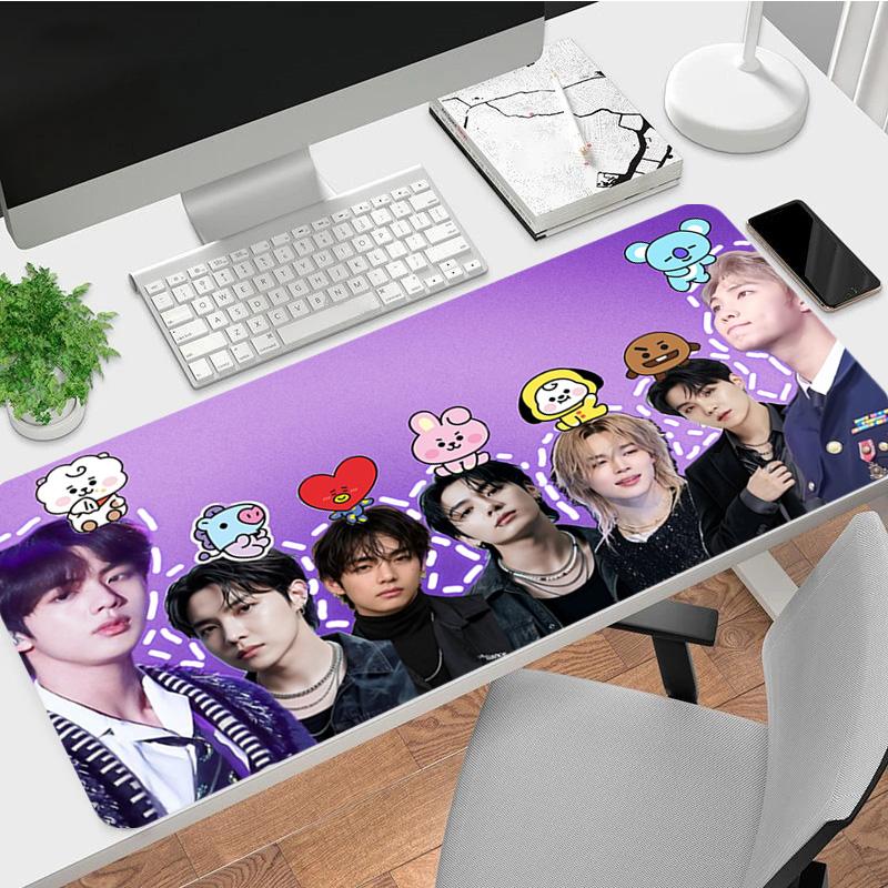 Kpop Stars Xl Gaming Mouse Pad Nonslip Rubber Base Stitched Edge Waterproof Desk Mat For Pc Laptop Gamer Office Computer Accessories C929896