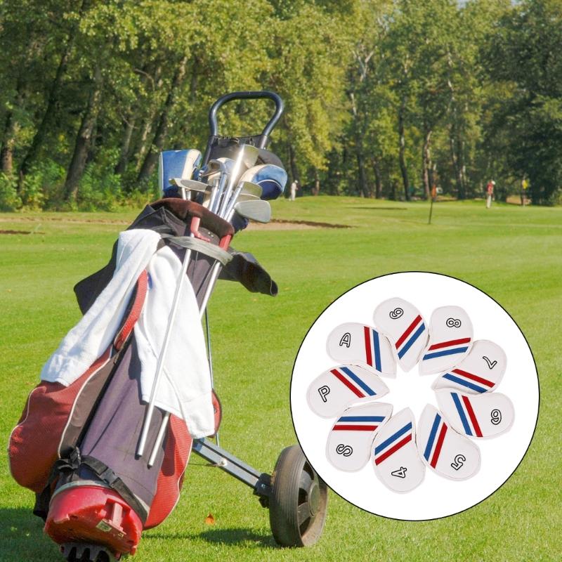 9Pcs PU Leather Iron and Wedges Golfs Club Head Cover Golfs Iron Headcover Protective Cover to Protect Your Golfs Clubs