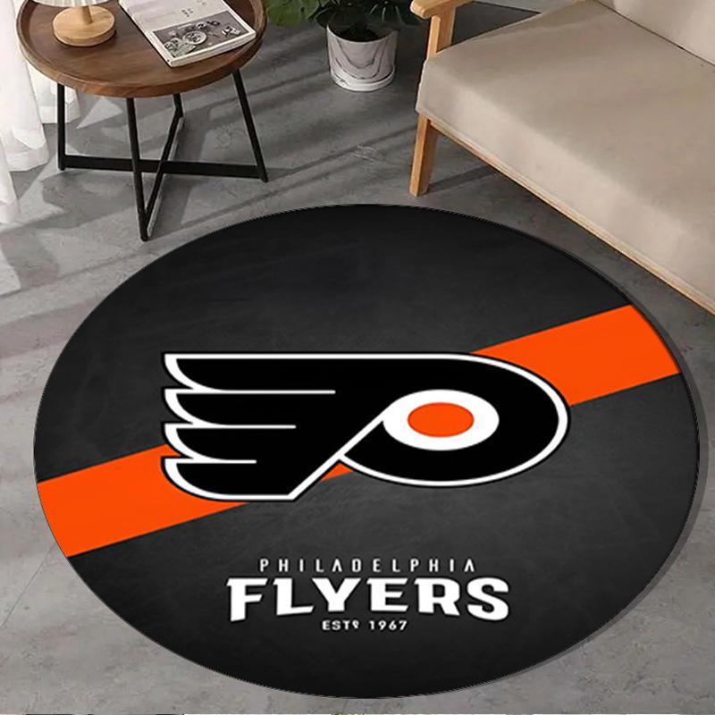 1PC Flyers Hockey Team Round Rug, Non-slip Chair Mat, Home Decor, Circle Carpet Perfect for Office, Bedroom, Living Room,Christmas gift