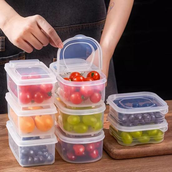 500/600 мл коробка для хранения продуктов с прозрачными отделениями, крышка, открывающаяся на 90 градусов, два штабелируемых органайзера для холодильника