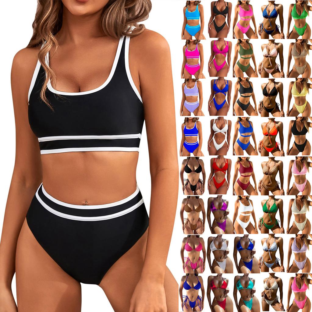 Женский раздельный сексуальный бикини, модный бюстгальтер с высокой талией, мягкий купальник без стального бюстгальтера