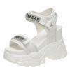 Fashion New Summer Black Women High Platform Sandals 11CM Wedge Heels Bling Slippers Peep Toe High Heels White Leather Chunky Flip-Flops