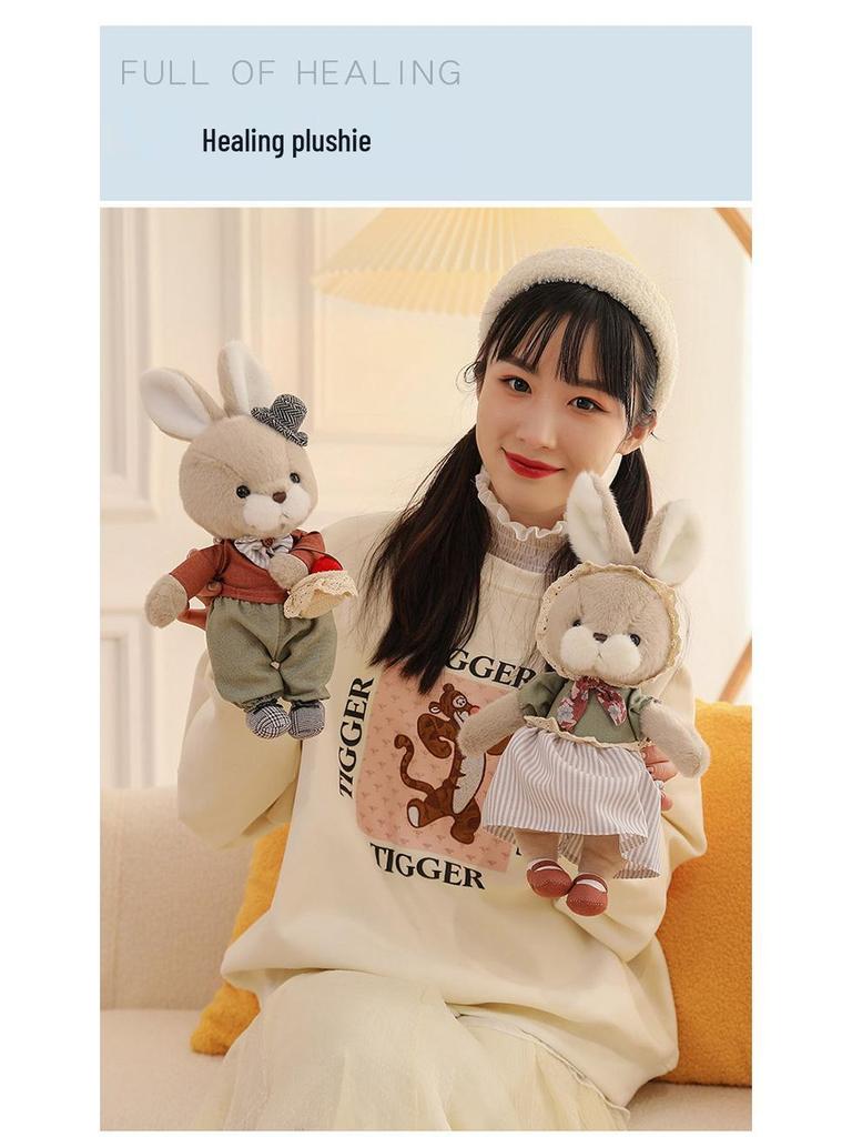 Adorable Rabbit & Bear Plush Toy, Eight-Inch Claw Machine Doll, Valentine's Day Gift