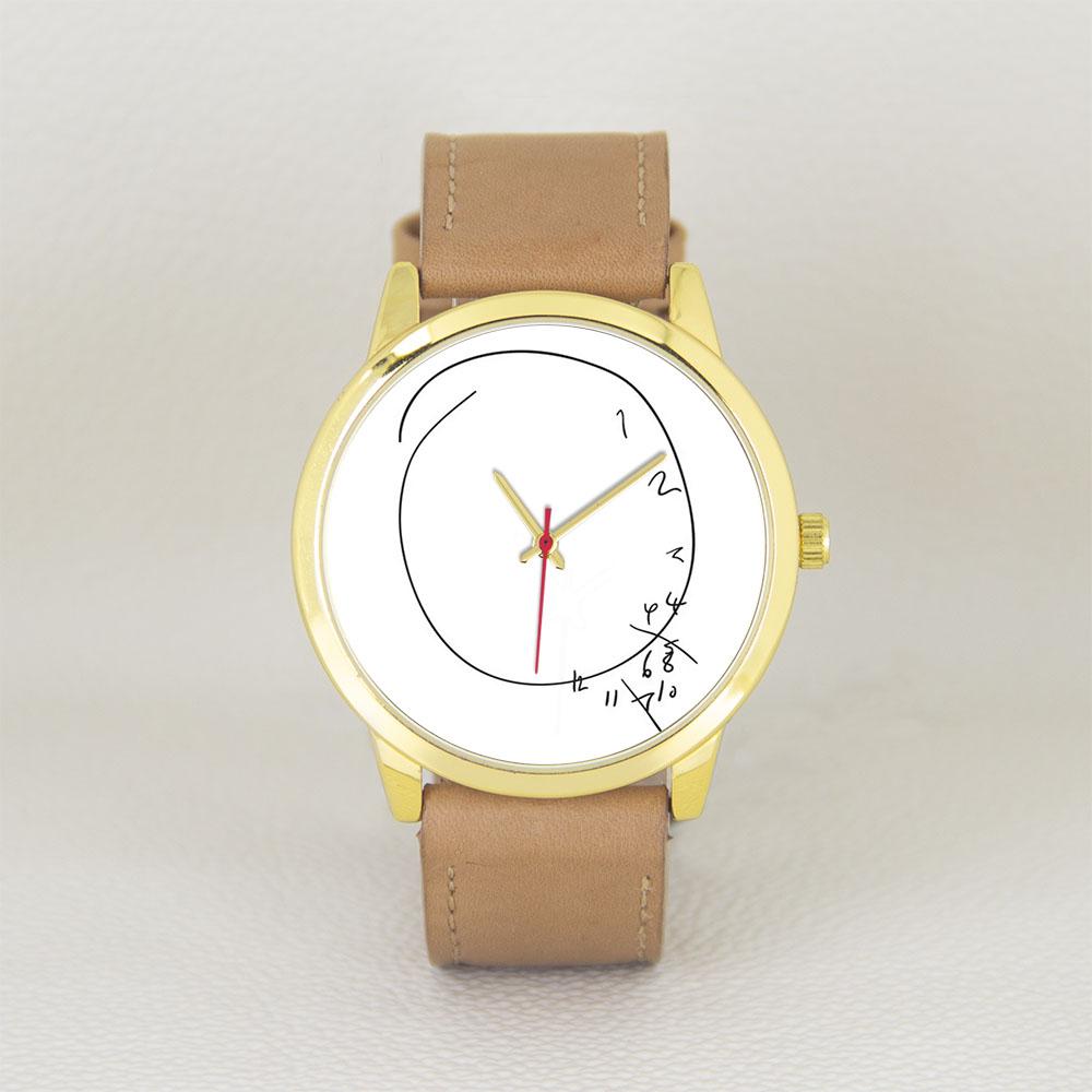 Gold Case Clock 45mm Wristwatch Minimalist Math Design Stainless Steel Strap Unique Geek Gift Quartz Watch Women