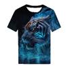 Мужская синяя, черная футболка с рисунком тигра, топы с короткими рукавами и круглым вырезом, футболки с 3D принтом, летние футболки для влюбленных пар