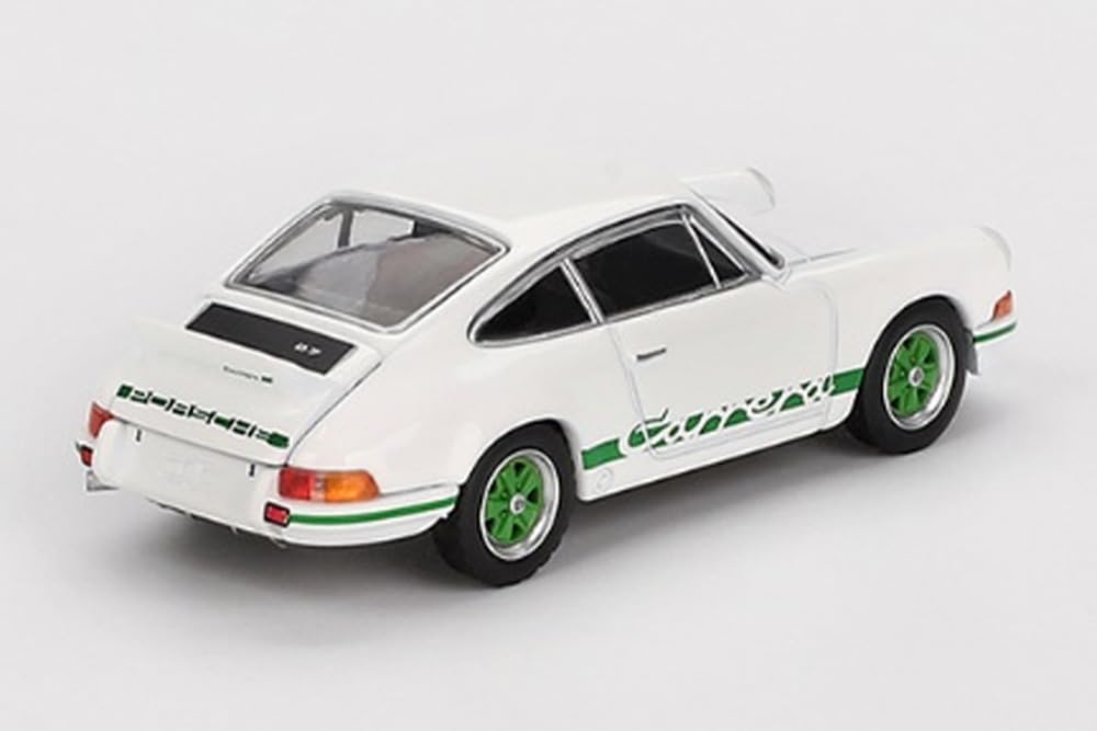 MINI GT 1/64 Porsche 911 Carrera RS 2.7 Grand Prix Бело-зеленая ливрея (Левый руль) Готовый продукт