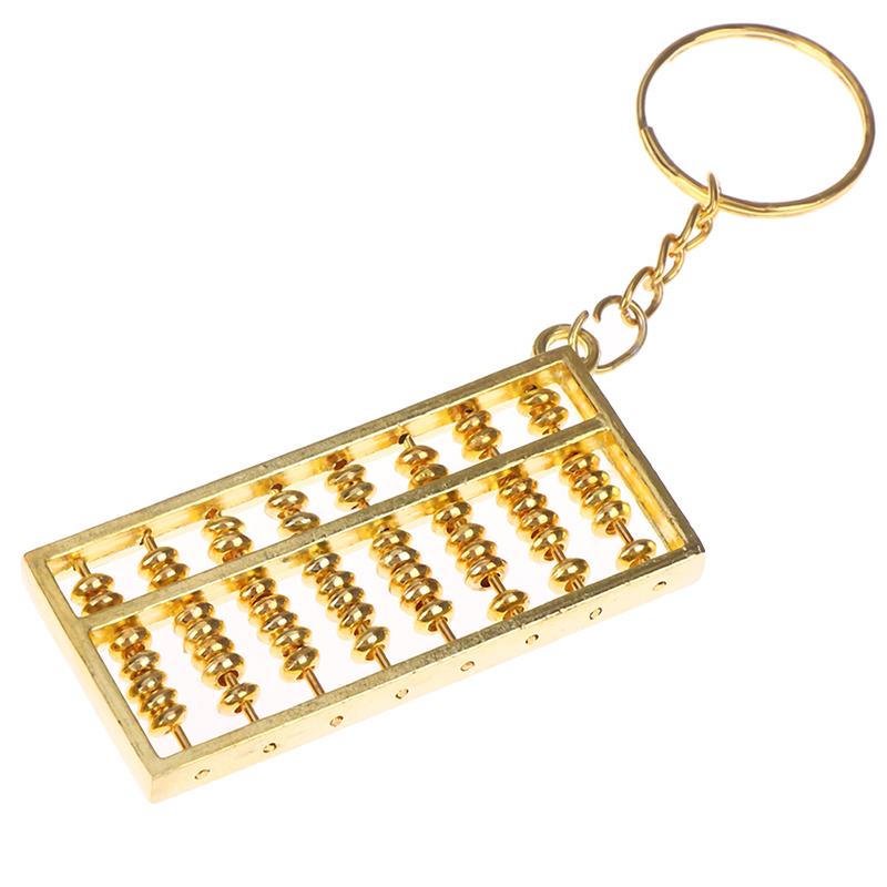 Золотой китайский инструмент для бухгалтерского учета, 8-рядный брелок для ключей со счетами, брелок с кольцом