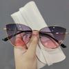 New Retro Metal Small Frame Cat Eye Sunglasses Womean Style European And American Fashion Street Photo Decorative Sungla Uv400