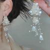 Diamond-set Pearl Flower Fringed Earrings Niche Temperament Earrings Niche Fashion High-end Earrings Women