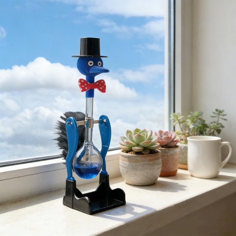 Perpetually Motion Bobbing Bird Ornament No-Stop Liquid Permanent Glass Duck Toy for Home Office Desktop Decoration