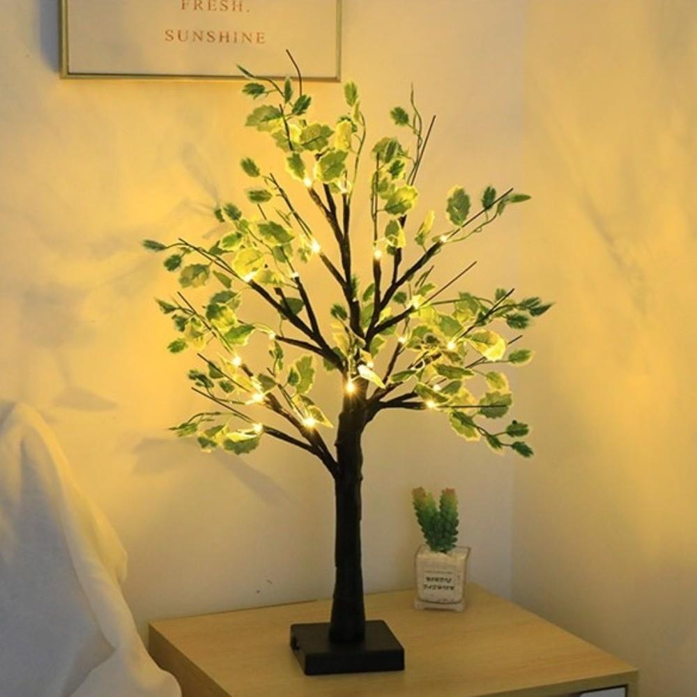 Simulation Green Leaves LED Tree Light Warm White Luminous Decoration Tree  Festival Lighting