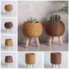 Hand Wove Rattan Woven Flower Pot Retro Flower Planters Creative Flower Basket  Home Decor