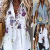 Floral Print  Long Sleeve Shirts Fashion Button Up Women Shirts and Blouses Casual Holiday Casual Shirts Tunic Tops