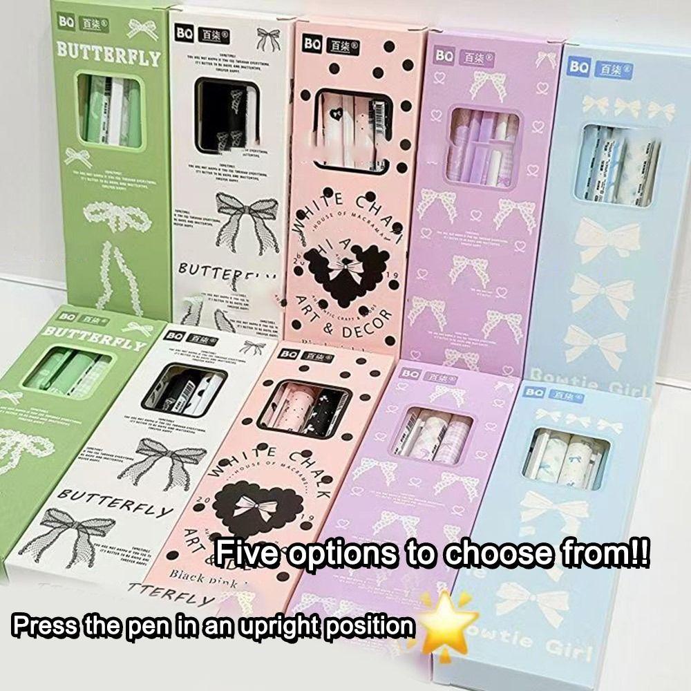 4PCS/Set Cute Bow Gel Pen Soft Grip Ballpoint Pen New Black Pen Writing Tool