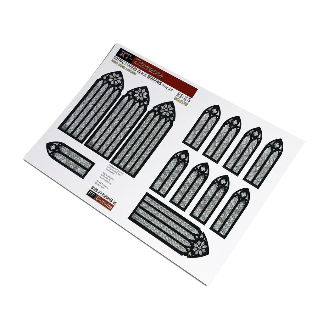 RT Диорама 1/35 Готическое витражное окно Тип 2 Миниатюрный аксессуар RTD35768 (Декорации)