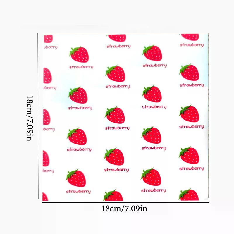 50 шт. Пищевая вощеная бумага для выпечки, Квадраты бумаги с клубничным и цветочным узором, Антипригарная бумага для обертывания тортов, бургеров, чипсов