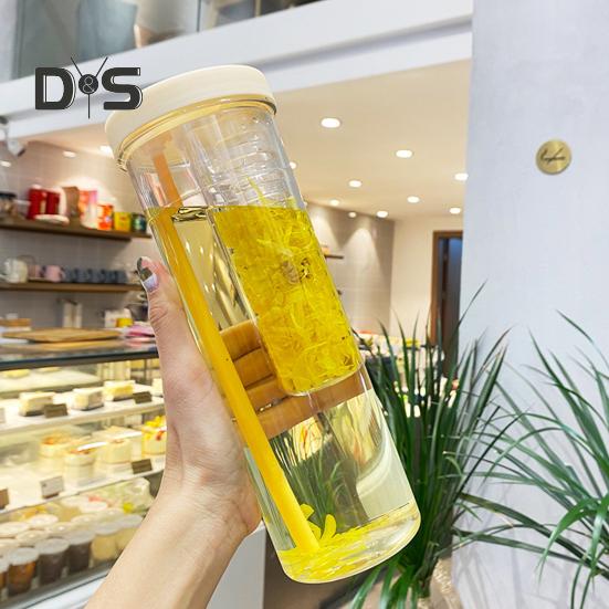 700 мл стакан с трубочкой и встроенным фильтром для складывающейся трубочки, контейнер для чая, легко моется, универсальный стакан с трубочкой для питья