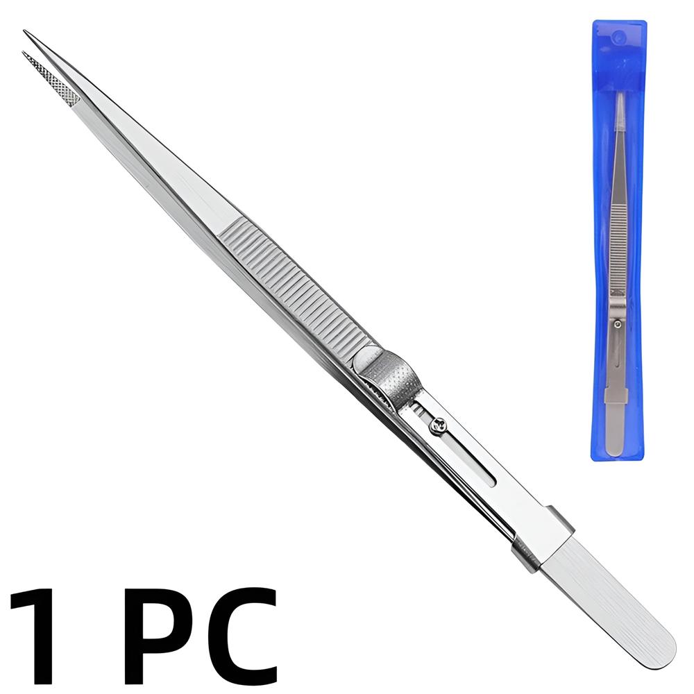 Профессиональный пинцет из нержавеющей стали, регулируемый с защелкой, антистатический, для точного изготовления ювелирных изделий с бриллиантами и драгоценными камнями